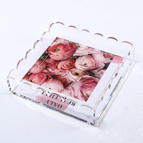 Acrylic Scalloped Tray for Display8 x8 Decorative Trays with Insert, Scalloped Magnetic Tray in Saudi Arabia
