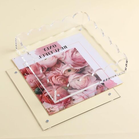 Acrylic Scalloped Tray for Display8 x8 Decorative Trays with Insert, Scalloped Magnetic Tray in Saudi Arabia
