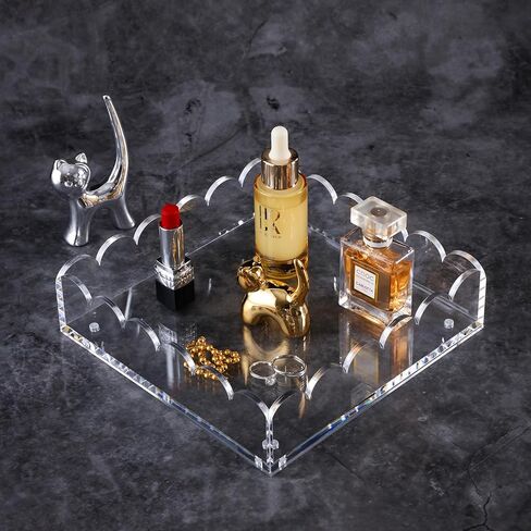 Acrylic Scalloped Tray for Display8 x8 Decorative Trays with Insert, Scalloped Magnetic Tray in Saudi Arabia