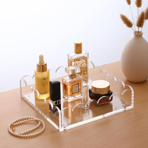 Acrylic Scalloped Tray for Display8 x8 Decorative Trays with Insert, Scalloped Magnetic Tray in Saudi Arabia