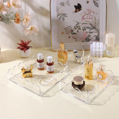 Acrylic Scalloped Tray for Display8 x8 Decorative Trays with Insert, Scalloped Magnetic Tray in Saudi Arabia