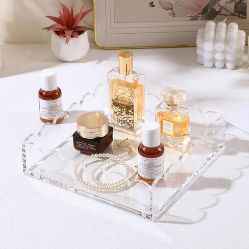 Acrylic Scalloped Tray for Display8 x8 Decorative Trays with Insert, Scalloped Magnetic Tray in Saudi Arabia