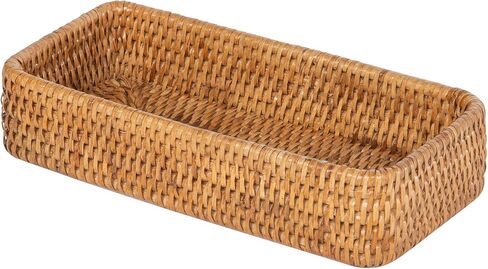 KOUBOO - صينية تزيين وطاولة حمام من La Jolla Rattan، باللون الأبيض in Kuwait