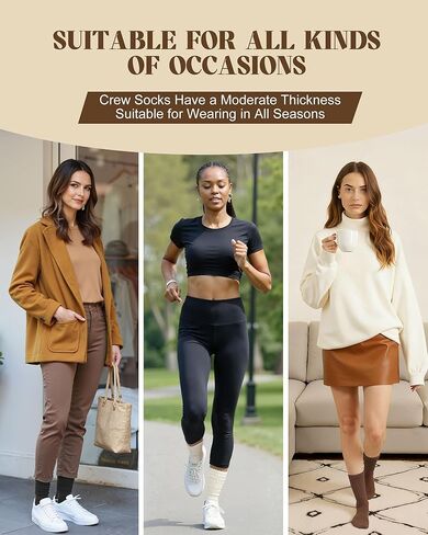 Womens Scrunch Slouchy Crew Socks, 4 Pairs Retro Cotton Cozy Athletic Boot Calf Socks in Saudi Arabia