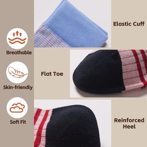 4 Pairs Women Striped Calf Socks - Retro Colorful Seamless Year-Round Casual Athletic Socks for Daily/Workout in Saudi Arabia