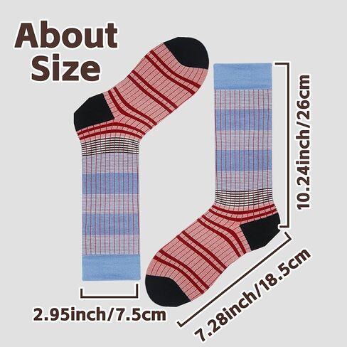 4 Pairs Women Striped Calf Socks - Retro Colorful Seamless Year-Round Casual Athletic Socks for Daily/Workout in Saudi Arabia