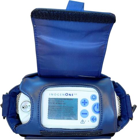 Leather Shoulder Bag for Inogen One G5 & Rove 6 – Portable Oxygen Concentrator Case Fits Single BA-500 & Double BA-516 Battery - Navy in Saudi Arabia