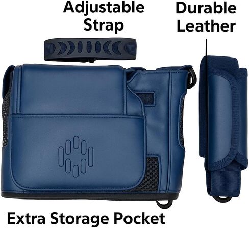 Leather Shoulder Bag for Inogen One G5 & Rove 6 – Portable Oxygen Concentrator Case Fits Single BA-500 & Double BA-516 Battery - Navy in Saudi Arabia