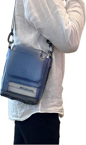 Leather Shoulder Bag for Inogen One G5 & Rove 6 – Portable Oxygen Concentrator Case Fits Single BA-500 & Double BA-516 Battery - Navy in Saudi Arabia