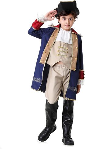 Colorful House George Washington Costume Kids Colonial Outfits Boys American Revolution Historic Navy Blue in Saudi Arabia