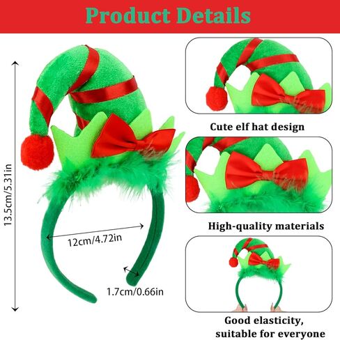 Christmas Headbands for Women Elves Headband Holiday Elf Hair Band Christmas Hair Bands for Women's Hair in Saudi Arabia