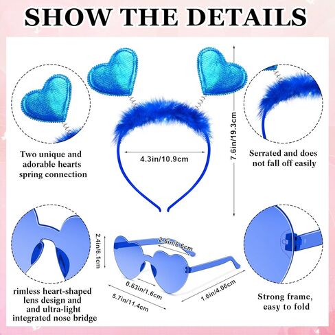 Valentines Day Heart Headband and Heart Shape Sunglasses for Valentine's Party Props Cupid Costume Accessories in Saudi Arabia