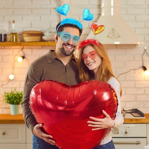 Valentines Day Heart Headband and Heart Shape Sunglasses for Valentine's Party Props Cupid Costume Accessories in Saudi Arabia