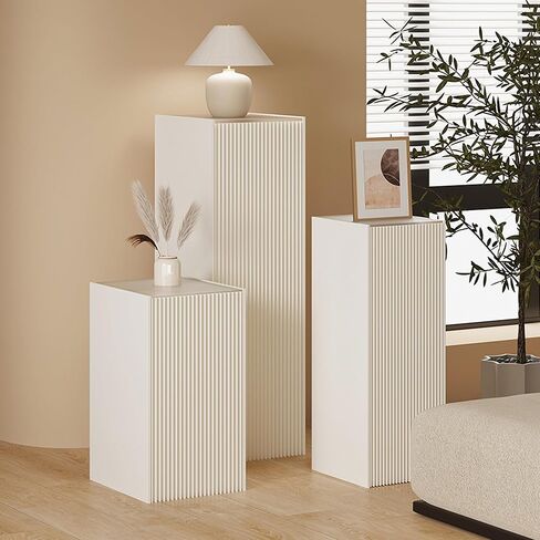 Pedestal Stand For Parties Foldable Display Stand Ornament Expandable Retail Risers Collapsible Foldable Pedestal Shelves Plant Stands Decorative Storage Platform For Home Wedding Decor Stores Figurines (White, 2pcs 19.69") in Saudi Arabia