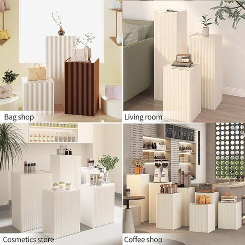 Pedestal Stand For Parties Foldable Display Stand Ornament Expandable Retail Risers Collapsible Foldable Pedestal Shelves Plant Stands Decorative Storage Platform For Home Wedding Decor Stores Figurines (White, 2pcs 19.69") in Saudi Arabia