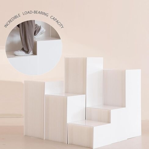 Pedestal Stand For Parties Foldable Display Stand Ornament Expandable Retail Risers Collapsible Foldable Pedestal Shelves Plant Stands Decorative Storage Platform For Home Wedding Decor Stores Figurines (White, 2pcs 19.69") in Saudi Arabia