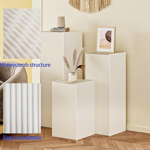 Pedestal Stand For Parties Foldable Display Stand Ornament Expandable Retail Risers Collapsible Foldable Pedestal Shelves Plant Stands Decorative Storage Platform For Home Wedding Decor Stores Figurines (White, 2pcs 19.69") in Saudi Arabia