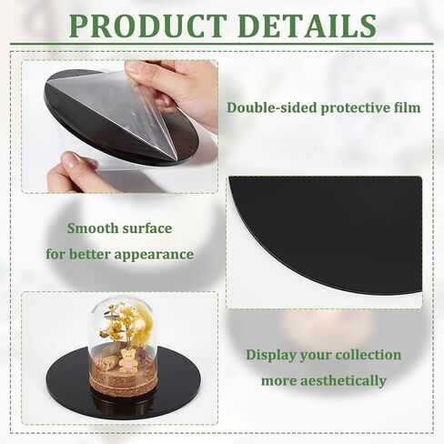 FINGERINSPIRE 2 Pcs Model Display Bases 5.9x5.9inch Black Round Huge Figure Base Circular Acrylic Large Figure Stand Flat Round Model Display Base for Wargaming Boardgaming Collectible Figure Table Game in Saudi Arabia