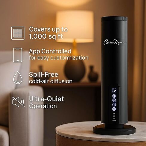 Alto Luxury Table-Top Aroma Oil Diffuser – Waterless Cold-Air Scent Machine with Bluetooth & Touch Panel, Rechargeable Battery, 120ml Cartridge – Black, Up to 1,000 sq. ft in Saudi Arabia