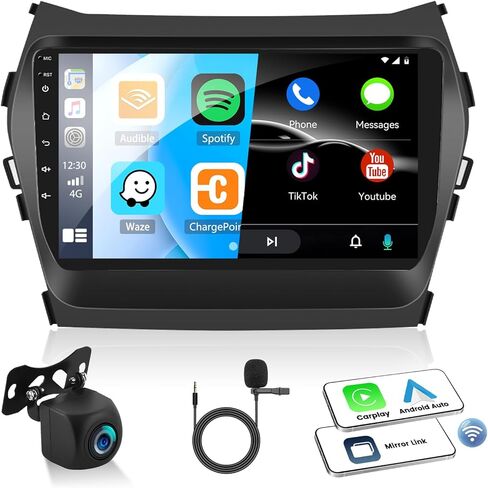 SIXTOP [2+64G] Android Car Stereo for Hyundai Santa Fe IX45 2013-2018 with Carplay Android Auto Mirror Link Change Theme 9 inch Touchscreen FM RDS HiFi Bluetooth WiFi GPS+Camera & MIC in Saudi Arabia