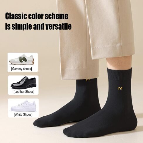 3 Pairs Mid-Calf Men’s Socks Casual four Seasons Business Breathable Sweat Anti-odor Cotton Long Socks Black in Saudi Arabia