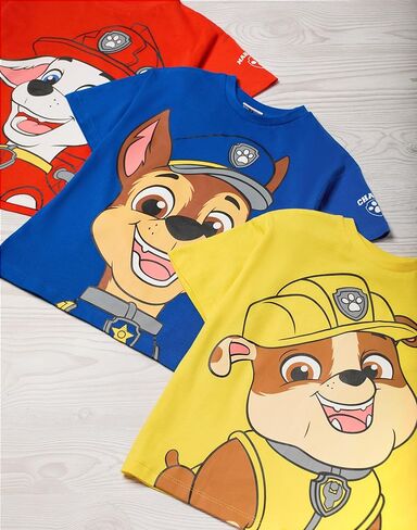 Paw Patrol Boys T-Shirt Set | Kids 3 Pack of Short Sleeved Tees with Big Character Graphic Print | Marshall Rubble Chase in Saudi Arabia