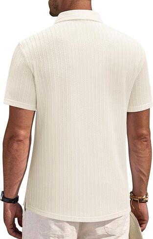 Alimens & Gentle Mens Polo Shirts Short Sleeve Textured Knit Casual Beach Vacation Stretchy Golf Shirts in Saudi Arabia