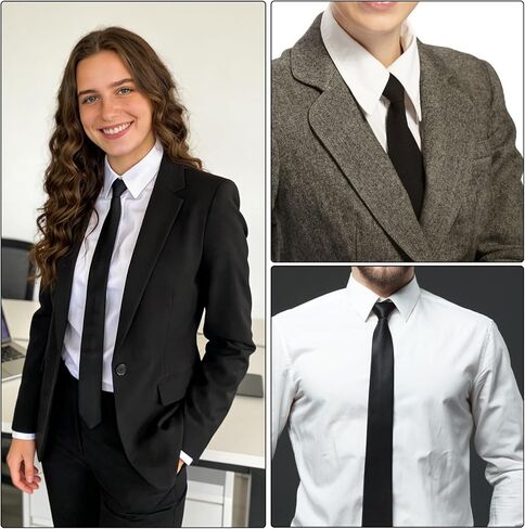 4 Pcs Zipper Ties for Women Adjustable Men's Neckties Pre-Tied Necktie Zip on Tie for Zipper Skinny Necktie Clip on Slim Tie Solid Color Neck Ties Wedding Business Formal in Saudi Arabia
