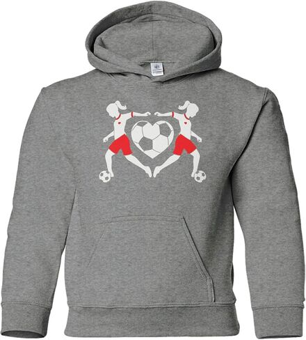 Threadrock Big Girls' Soccer Player Heart Love Youth Hoodie Sweatshirt in Saudi Arabia
