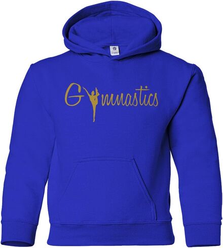 Threadrock Big Girls' Gymnastics Gold Script Youth Hoodie Sweatshirt in Saudi Arabia