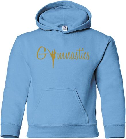 Threadrock Big Girls' Gymnastics Gold Script Youth Hoodie Sweatshirt in Saudi Arabia