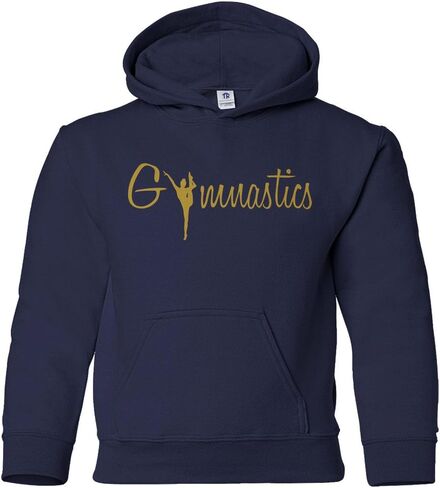 Threadrock Big Girls' Gymnastics Gold Script Youth Hoodie Sweatshirt in Saudi Arabia