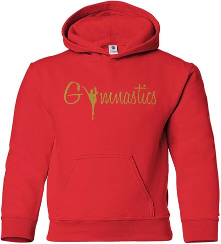 Threadrock Big Girls' Gymnastics Gold Script Youth Hoodie Sweatshirt in Saudi Arabia