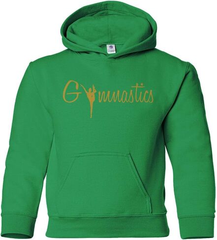Threadrock Big Girls' Gymnastics Gold Script Youth Hoodie Sweatshirt in Saudi Arabia