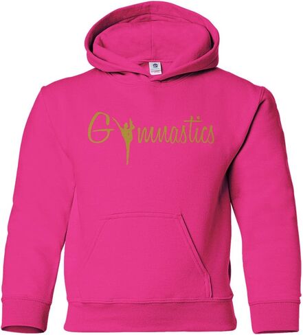 Threadrock Big Girls' Gymnastics Gold Script Youth Hoodie Sweatshirt in Saudi Arabia