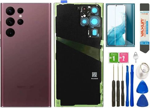 Pop-one Galaxy S22 Ultra Back Glass Cover Housing Door Replacement for Samsung Galaxy S22 Ultra + Tools (Green) in Saudi Arabia