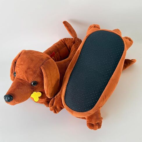 Dachshund Slippers for Women Men Cute Wiener Dog Plush House Slippers with 3D Tail Non-Slip Cozy Doxie Animal Slippers Gifts for Dachshund Lovers in Saudi Arabia