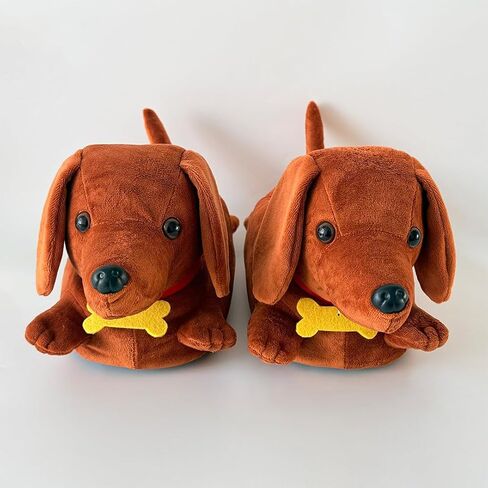 Dachshund Slippers for Women Men Cute Wiener Dog Plush House Slippers with 3D Tail Non-Slip Cozy Doxie Animal Slippers Gifts for Dachshund Lovers in Saudi Arabia