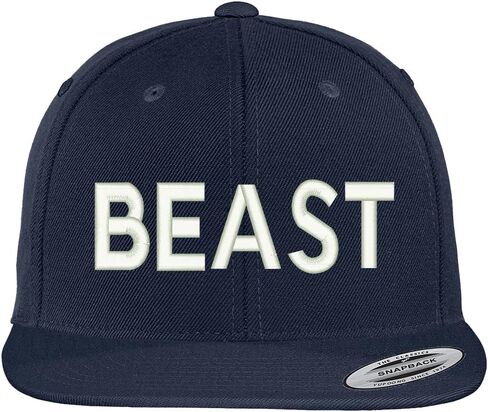 Trendy Apparel Shop Beast Embroidered Flat Bill Snapback Baseball Cap - Navy in Saudi Arabia