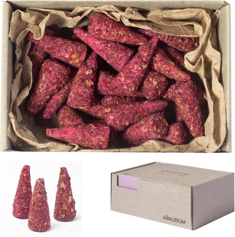 مخاريط بخور الأرز الطبيعي من Aiimuzeum® 30 قطعة - التميز المصنوع يدويًا، حرق طويل مثالي للاسترخاء والتأمل، الغرف العطرية، ديكور المنزل والمنزل لتنقية الهواء (أرز الهيمالايا) in Kuwait