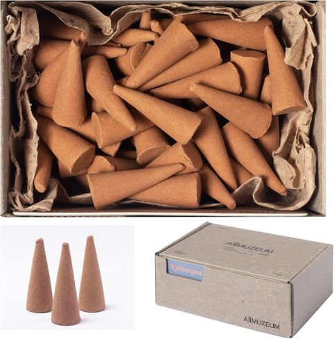 مخاريط بخور الأرز الطبيعي من Aiimuzeum® 30 قطعة - التميز المصنوع يدويًا، حرق طويل مثالي للاسترخاء والتأمل، الغرف العطرية، ديكور المنزل والمنزل لتنقية الهواء (أرز الهيمالايا) in Kuwait