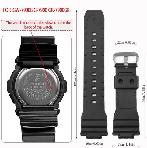 Men's GW-7900 Replacement Band Compatible with G Shock GW-7900B G7900 Watch Strap GW7900B G7900A-4 Sport Waterproof Resin Bracelet in Kuwait