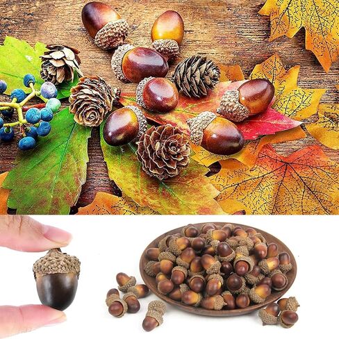 Fake Acorns for Decorations Artificial Acorn for Crafts 50pcs Lifelike Simulation Acorns for Squirrels Thanksgiving Christmas Ornaments Natural Decoration, Curry 0.7 * 1.2 * 0.7in (Brown) in Saudi Arabia