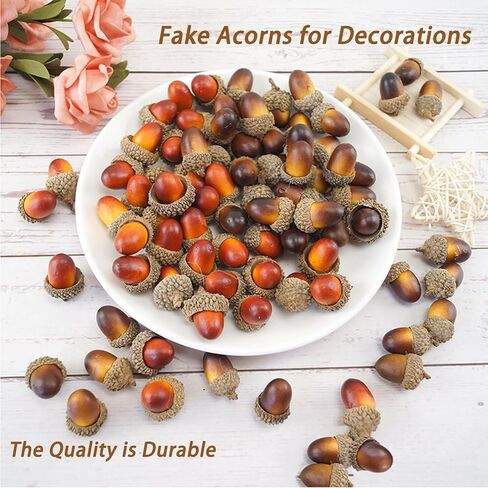 Fake Acorns for Decorations Artificial Acorn for Crafts 50pcs Lifelike Simulation Acorns for Squirrels Thanksgiving Christmas Ornaments Natural Decoration, Curry 0.7 * 1.2 * 0.7in (Brown) in Saudi Arabia