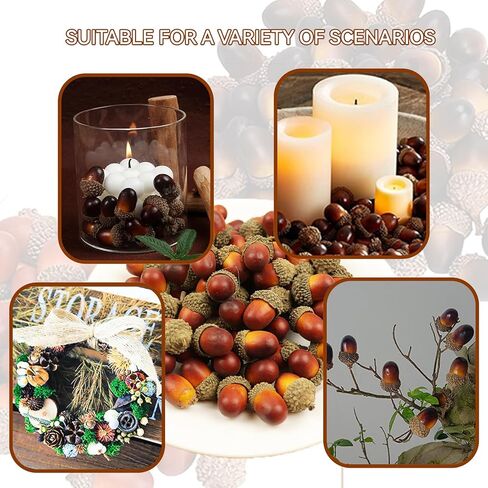 Fake Acorns for Decorations Artificial Acorn for Crafts 50pcs Lifelike Simulation Acorns for Squirrels Thanksgiving Christmas Ornaments Natural Decoration, Curry 0.7 * 1.2 * 0.7in (Brown) in Saudi Arabia