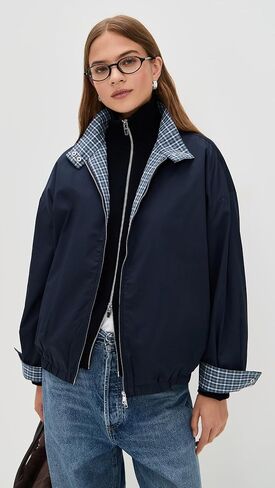 Pixie Market Women's Plaid Contrast Bomber Jacket in Saudi Arabia