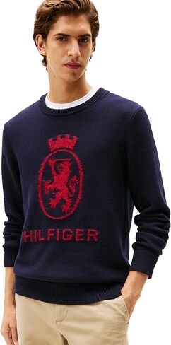 Tommy Hilfiger mens Cotton Crest Crewneck Sweater Lightweight Pullover in Saudi Arabia