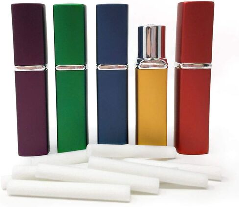 Set of 5 Essential Oil Aromatherapy Inhaler Empty Aluminum and Glass with 10 Wicks by Rivertree Life in Saudi Arabia