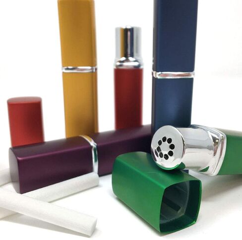 Set of 5 Essential Oil Aromatherapy Inhaler Empty Aluminum and Glass with 10 Wicks by Rivertree Life in Saudi Arabia