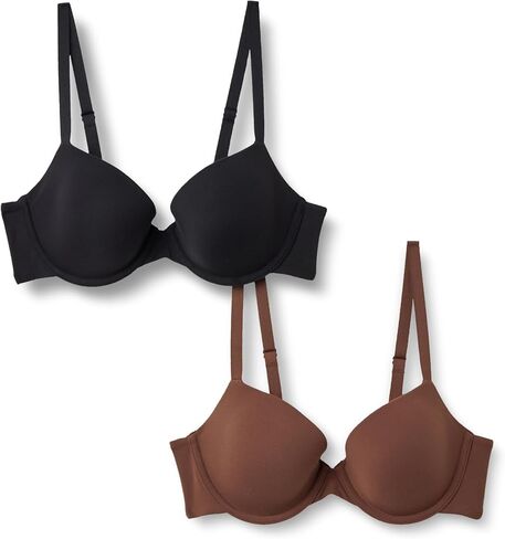 Amazon Essentials Women's Peached Microfiber Lined Demi Bra, Pack of 2 in Saudi Arabia